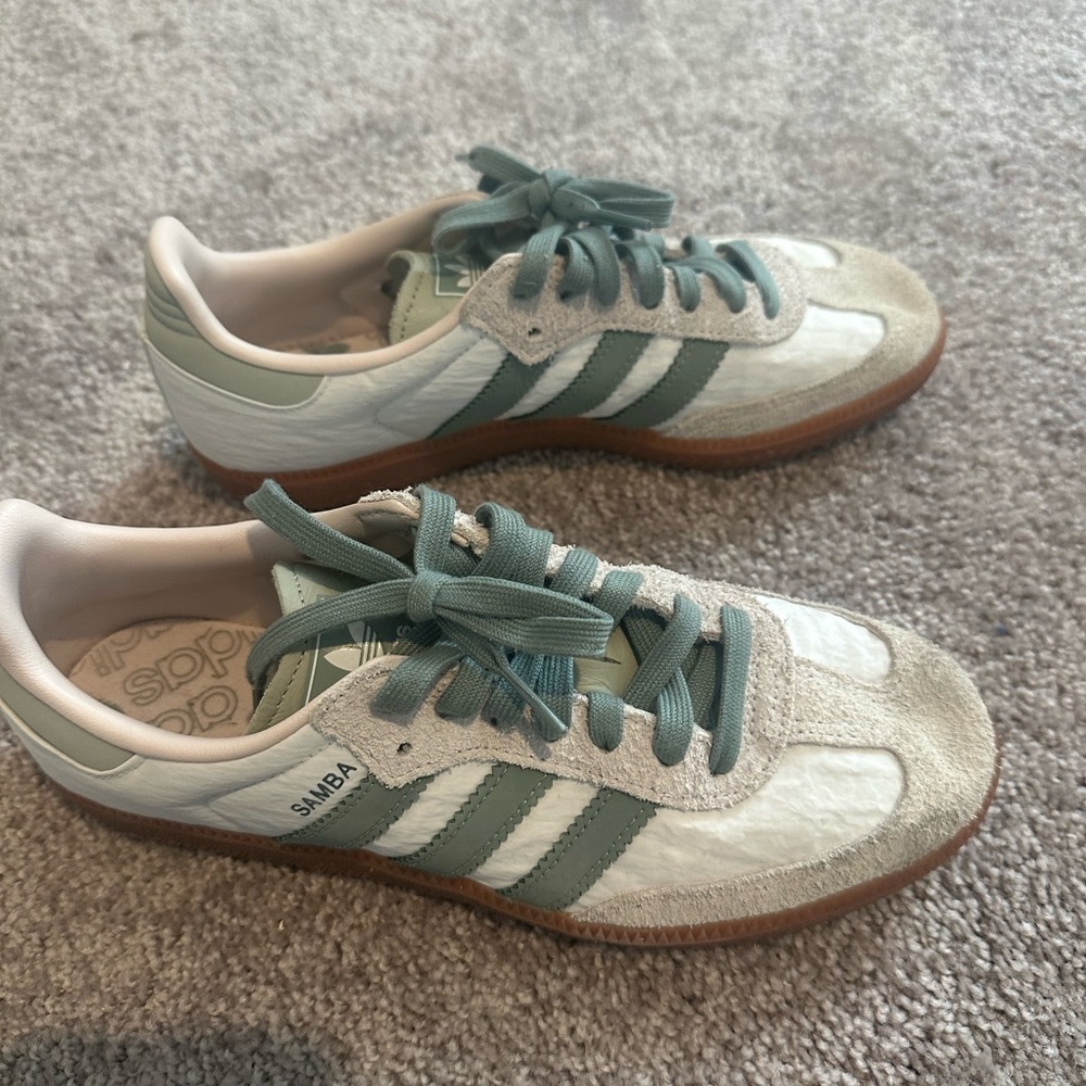Adidas Samba Sneakers in White and Teal